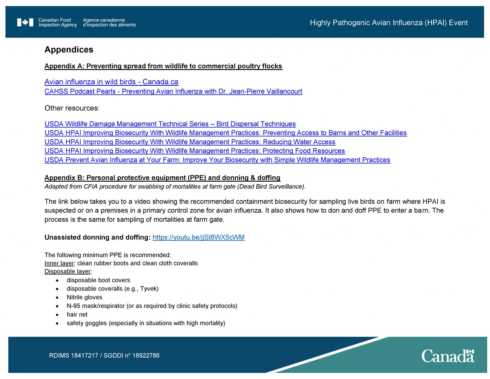 Highly Pathogenic Avian Influenza (HPAI) Event: Information for private ...